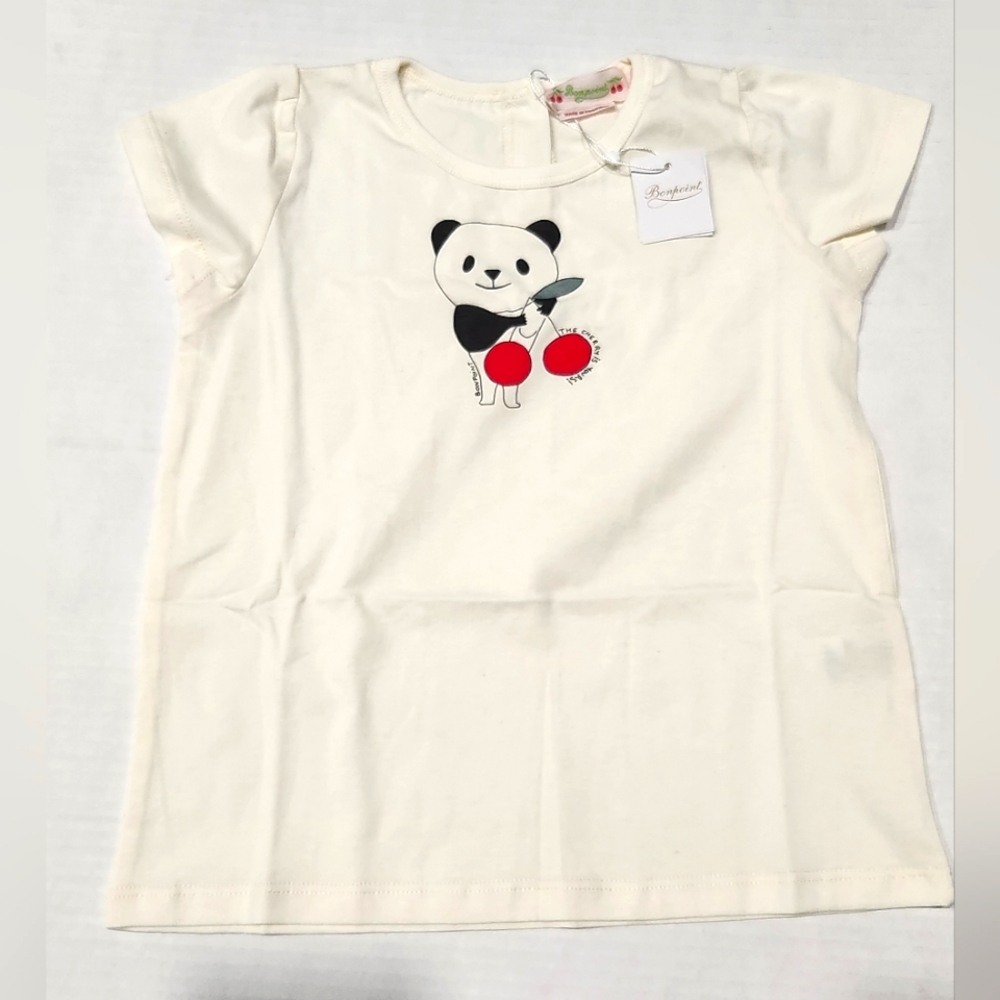 Bonpoint nwt girls boys 6 ivory cherry tee shirt new authentic